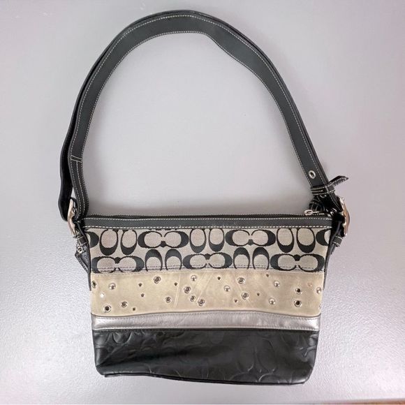 COACH DUFFLE SUEDE BLACK CANVAS LEATHER J0820-F13078 WOMENS - Picture 1 of 9